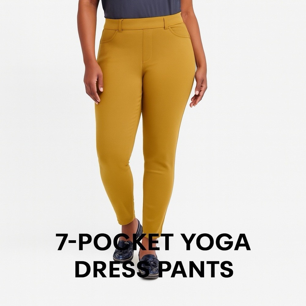NWT Betabrand 7 Pocket Dress Yoga Pants Skinny Mustard Medium Petite